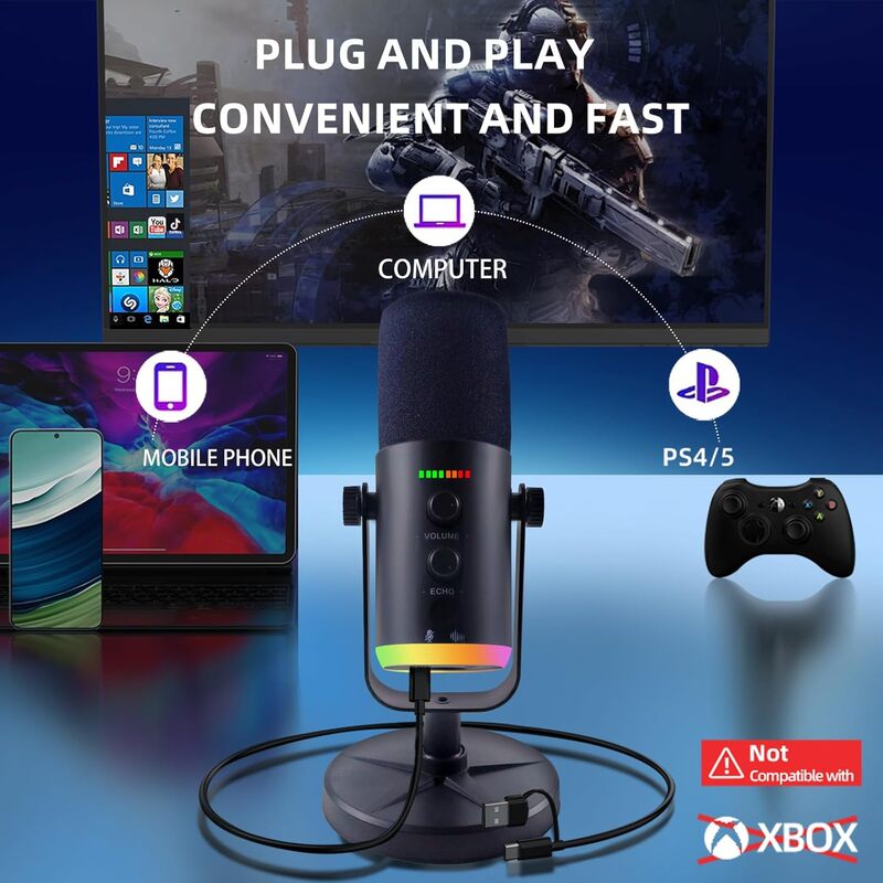 Pc Gaming Ps5 - USB/XLR Dual-Mode Dynamic Gaming Microphone, compatible