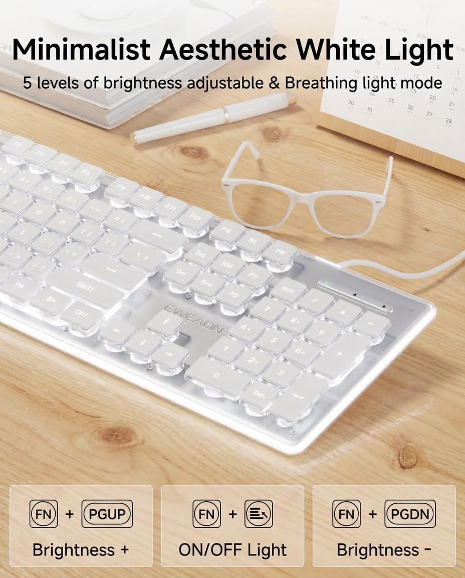 Wired USB Keyboard with White  – Pc Gaming Fullset Bewertung und Preis