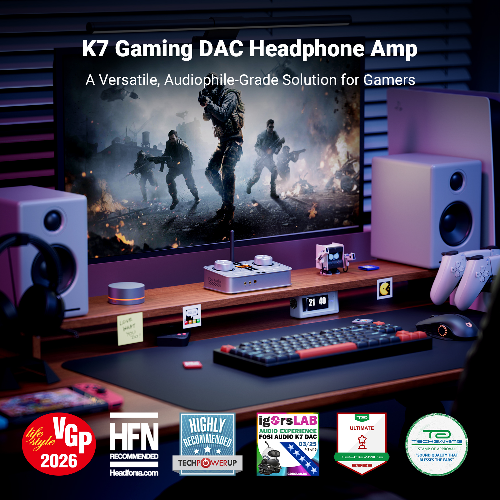 Fosi Audio K7 White Gaming Hea – Pc Gaming Ps5 Bewertung und Preis